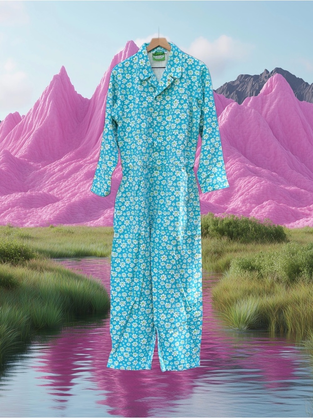 Big Bud Press Blue Lazy Daisy Everyday Jumpsuit Size L